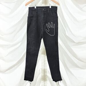 LIP SERVICE Vintage Y2K Jeans Cyber Punk Junk Studded Skinny Jeans Black